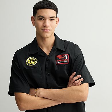 Men's Peanuts Racing Motorsport Short Sleeve Button-Down Shirt