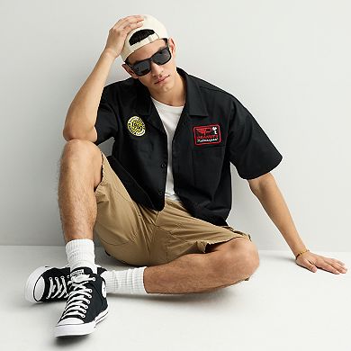 Men's Peanuts Racing Motorsport Short Sleeve Button-Down Shirt