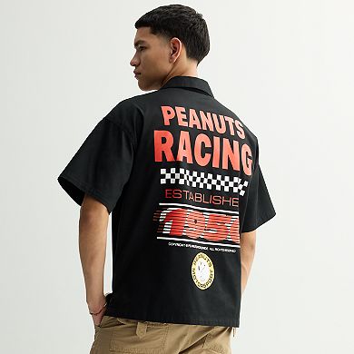 Men's Peanuts Racing Motorsport Short Sleeve Button-Down Shirt