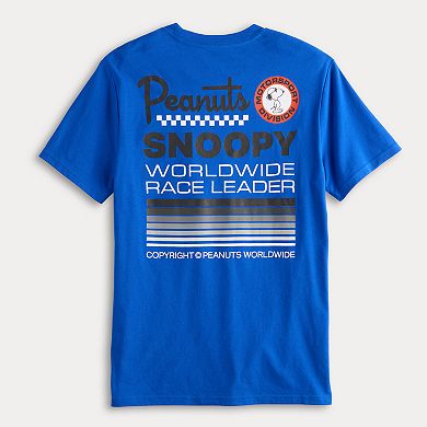 Men's Peanuts Motorsport Snoopy "Worldwide Race Leader" Pocket Graphic Tee