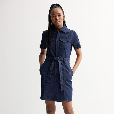 Women's Nine West Tie-Waist Denim Dress