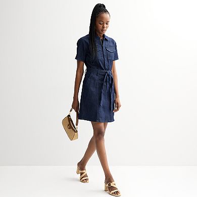 Women's Nine West Tie-Waist Denim Dress