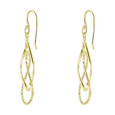 PRIMROSE Silver Tone Diamond-Cut Double Twist Drop Earrings