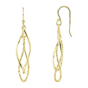 PRIMROSE Silver Tone Diamond-Cut Double Twist Drop Earrings