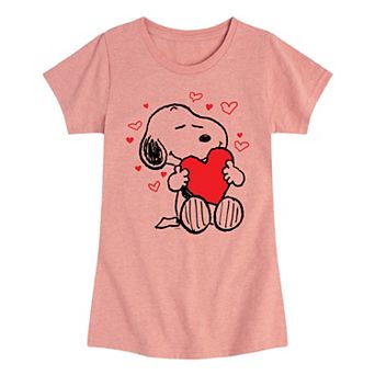Girls 7-16 Peanuts Snoopy Hearts Graphic Tee