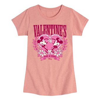 Disney's Mickey & Minnie Mouse Girls 7-16 Valentine's Hugs & Kisses Graphic Tee