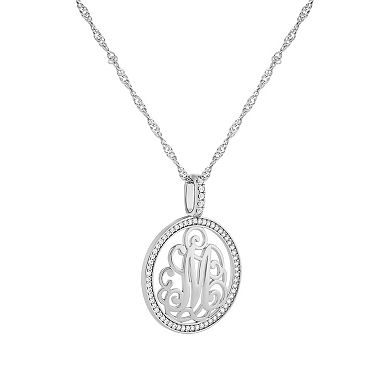 PRIMROSE Cubic Zirconia Initial Coin Pendant Necklace