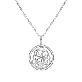PRIMROSE Cubic Zirconia Initial Coin Pendant Necklace