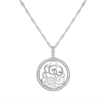 PRIMROSE Cubic Zirconia Initial Coin Pendant Necklace