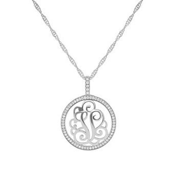 PRIMROSE Cubic Zirconia Initial Coin Pendant Necklace