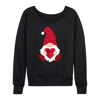 Women's Chocolate Heart Box Gnome French Terry Long Sleeve Tee