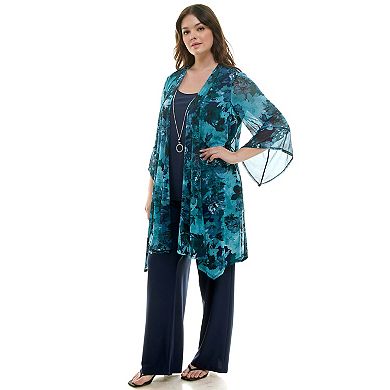 Plus Size Luxology 3-pc. Cardigan, Tank Top & Pant Set