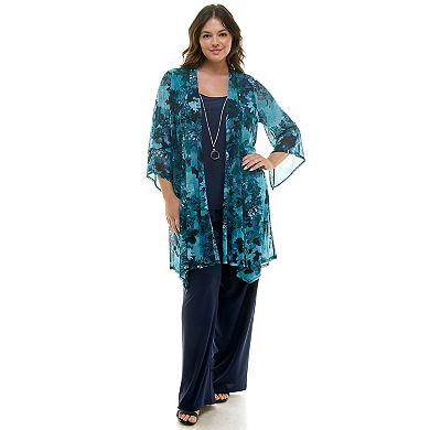 Plus Size Luxology 3-pc. Cardigan, Tank Top & Pant Set
