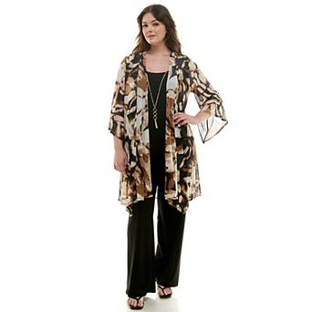 Plus Size Luxology 3 pc Cardigan, Tank Top & Pant Set