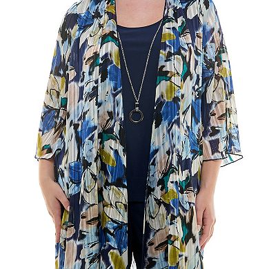 Plus Size Luxology 3-pc. Kimono Cardigan, Tank Top & Pant Set