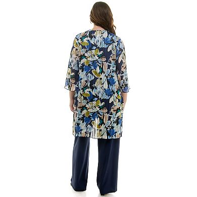 Plus Size Luxology 3-pc. Kimono Cardigan, Tank Top & Pant Set