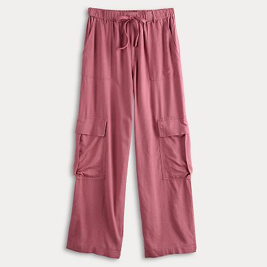 Juniors' Vanilla Star Linen Cargo Pants