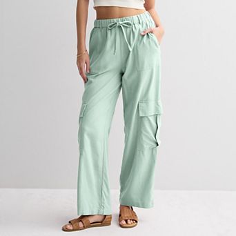 Juniors' Vanilla Star Linen Cargo Pants