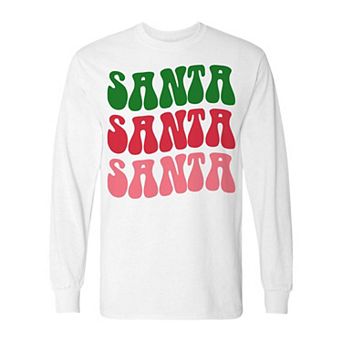 Men's Christmas Tree Santa Santa Long Sleeve Graphic Tee