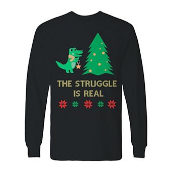 Men's Christmas Struggle Star Long Sleeve Graphic Tee