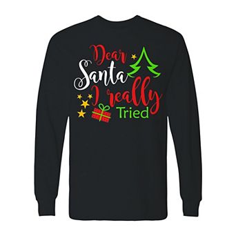 Men's Christmas Dear Santa Long Sleeve Graphic Tee