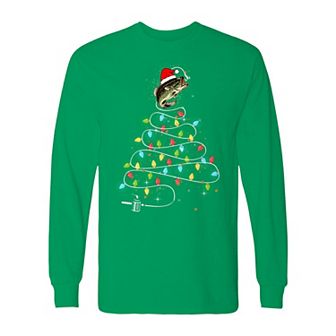 Men's Christmas Fish Lights Long Sleeve Graphic Tee
