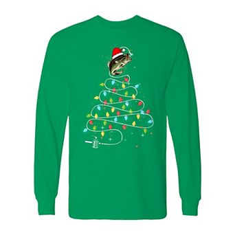 Men's Christmas Fish Lights Long Sleeve Graphic Tee