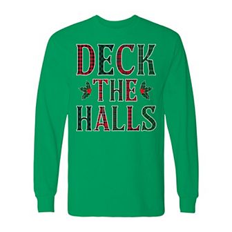 Men's Christmas Deck The Halls Long Sleeve Graphic Tee