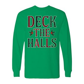Men's Christmas Deck The Halls Long Sleeve Graphic Tee