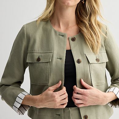 Women's Nine West Collarless Button Pocket Jacket