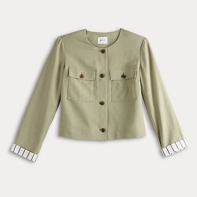 Women's Nine West Collarless Button Pocket Jacket