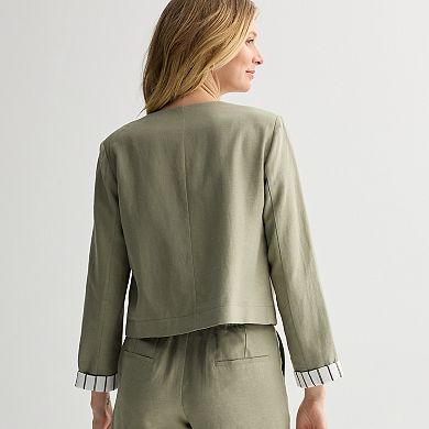 Women's Nine West Collarless Button Pocket Jacket