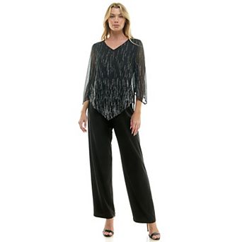 Women's Luxology 2 pc V-Neck Blouse & Straight Leg Pants Set