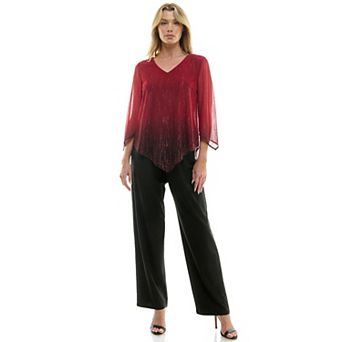 Women's Luxology 2 pc V-Neck Blouse & Straight Leg Pants Set