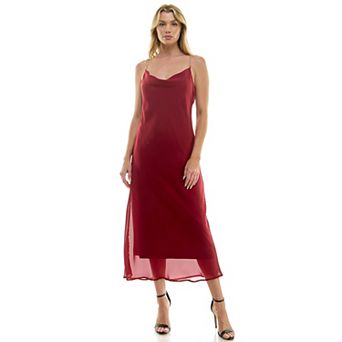 Women's Luxology Novelty Trim Chain Strap Slip Maxi Dress