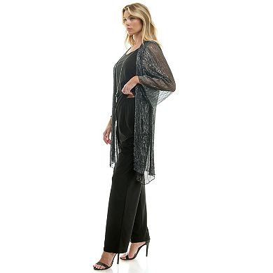 Women's Luxology 2Fer Pant Set With Attached Tank And Detachable Necklace