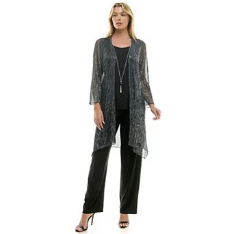 Women's Luxology 2Fer Pant Set With Attached Tank And Detachable Necklace