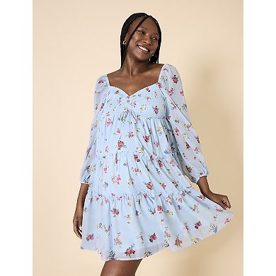Maternity Motherhood® Long Sleeve Tie Tiered Dress