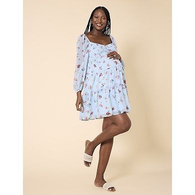 Maternity Motherhood® Long Sleeve Tie Tiered Dress