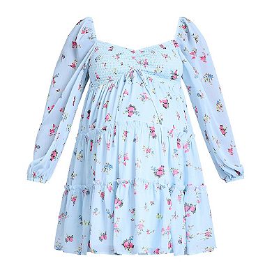 Maternity Motherhood® Long Sleeve Tie Tiered Dress
