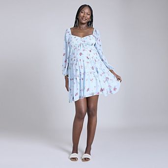 Maternity Motherhood® Long Sleeve Tie Tiered Dress