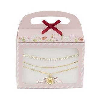 Brilliance 18k Gold Flash Plated Cubic Zirconia Butterfly Coin Charm Triple Layer Bracelet