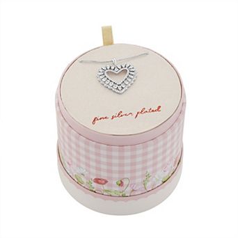 Brilliance Fine Silver Plated Cubic Zirconia Open Heart Pendant Box Chain Necklace