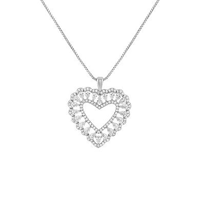 Brilliance Fine Silver Plated Cubic Zirconia Open Heart Pendant Box Chain Necklace