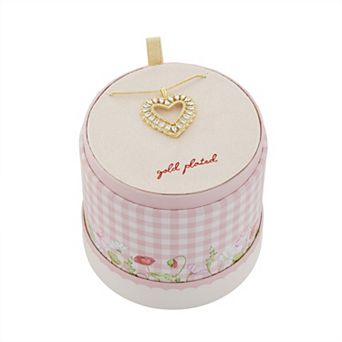 Brilliance Fine Silver Plated Cubic Zirconia Open Heart Pendant Box Chain Necklace