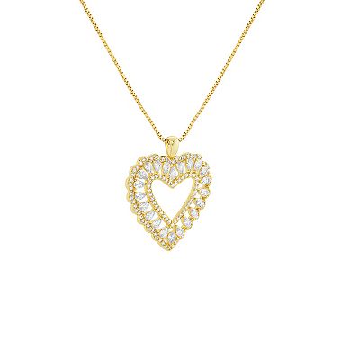 Brilliance Fine Silver Plated Cubic Zirconia Open Heart Pendant Box Chain Necklace