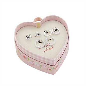 Brilliance Fine Silver Plated Graduated Pave Crystal Hoop Earrings Trio Set