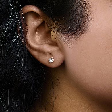 Haus of Brilliance Sterling Silver 1/10 Carat T.W. Round Brilliant-Cut Lab-Grown Diamond Stud Earrings