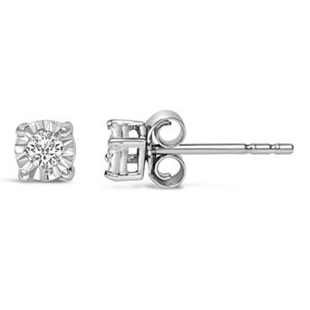 Haus of Brilliance Sterling Silver 1/10 Carat T.W. Round Brilliant-Cut Lab-Grown Diamond Stud Earrings