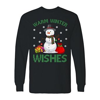 Men's Christmas Warm Winter Wishes Long Sleeve Graphic Tee
